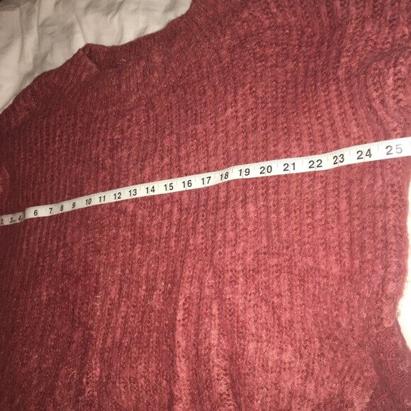 ✨️3 For $20✨Knox Rose sweater XL maroon eyelash 3/4 sleeve lace oversize Cottage - Picture 5 of 8
